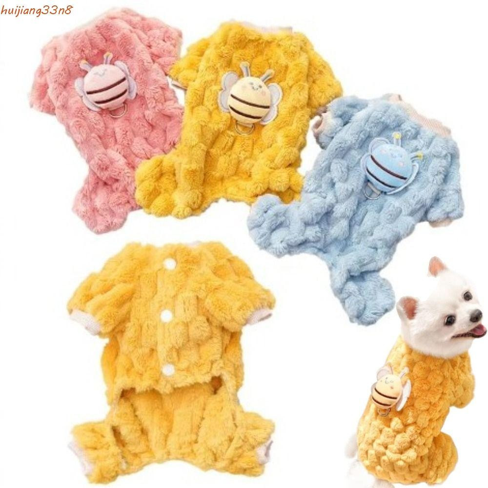 HUIJIANG Macacão De Inverno Para Cachorro , Casaco Fofo Com Padrão De Abelha , Fantasia De Pelúcia Quente , Roupas Anima