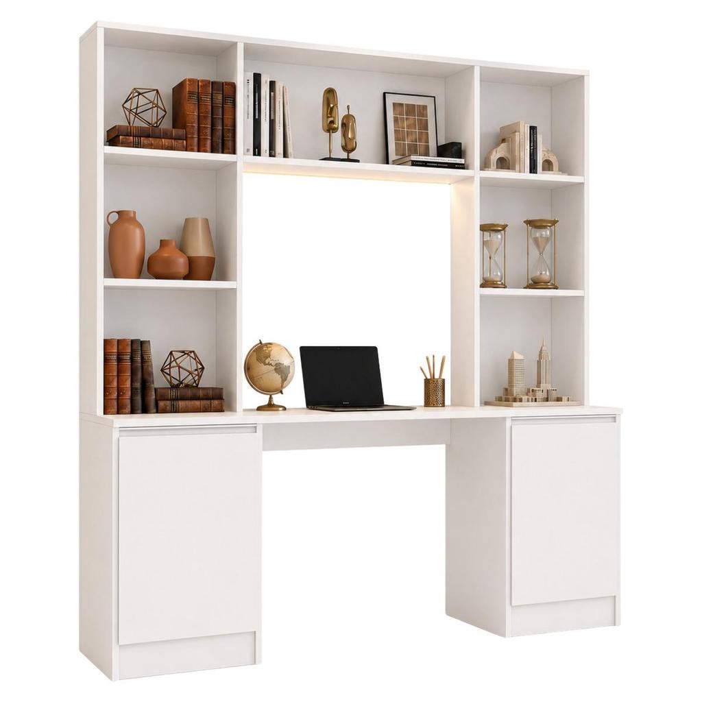 Escrivaninha com Estante Escritório 2 Portas e 5 Prateleiras Smart Multimóveis MP6075