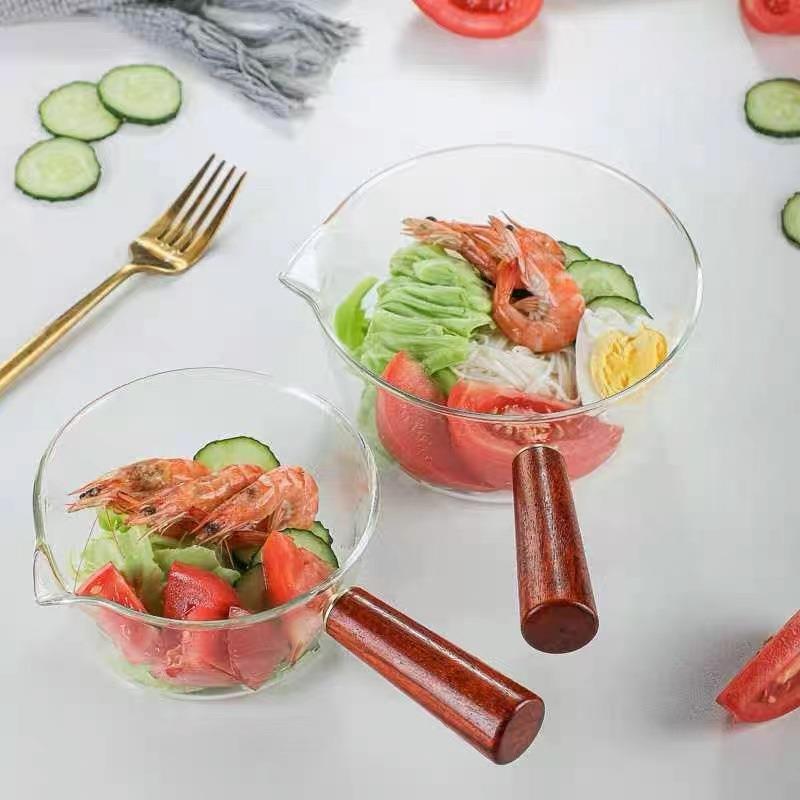 Pote de sopa de vidro com alça lateral única, pote de sopa transparente de vidro com alto teor de borosilicato, panela p
