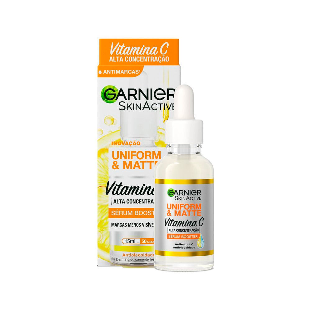 Sérum Facial Antimarcas Garnier Uniform & Matte Vitamina C Efeito Matte 15ml