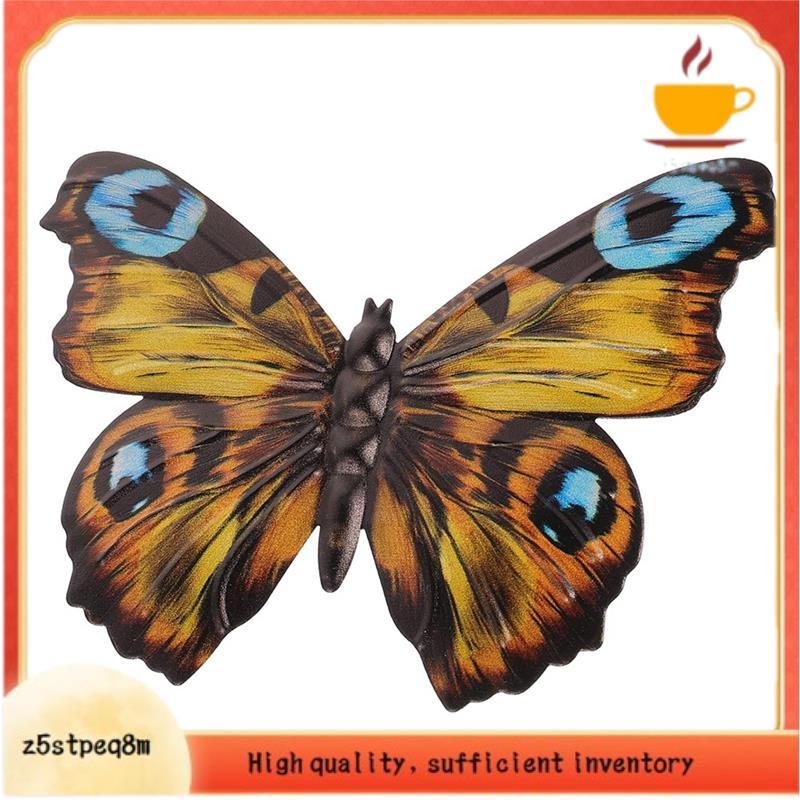 Decoração De Parede Ao Ar Livre Borboleta Metal Para Cerca Decorações De Casa Fácil De Usar 16.8 X 0.5 X 11.8 Cm Amarelo