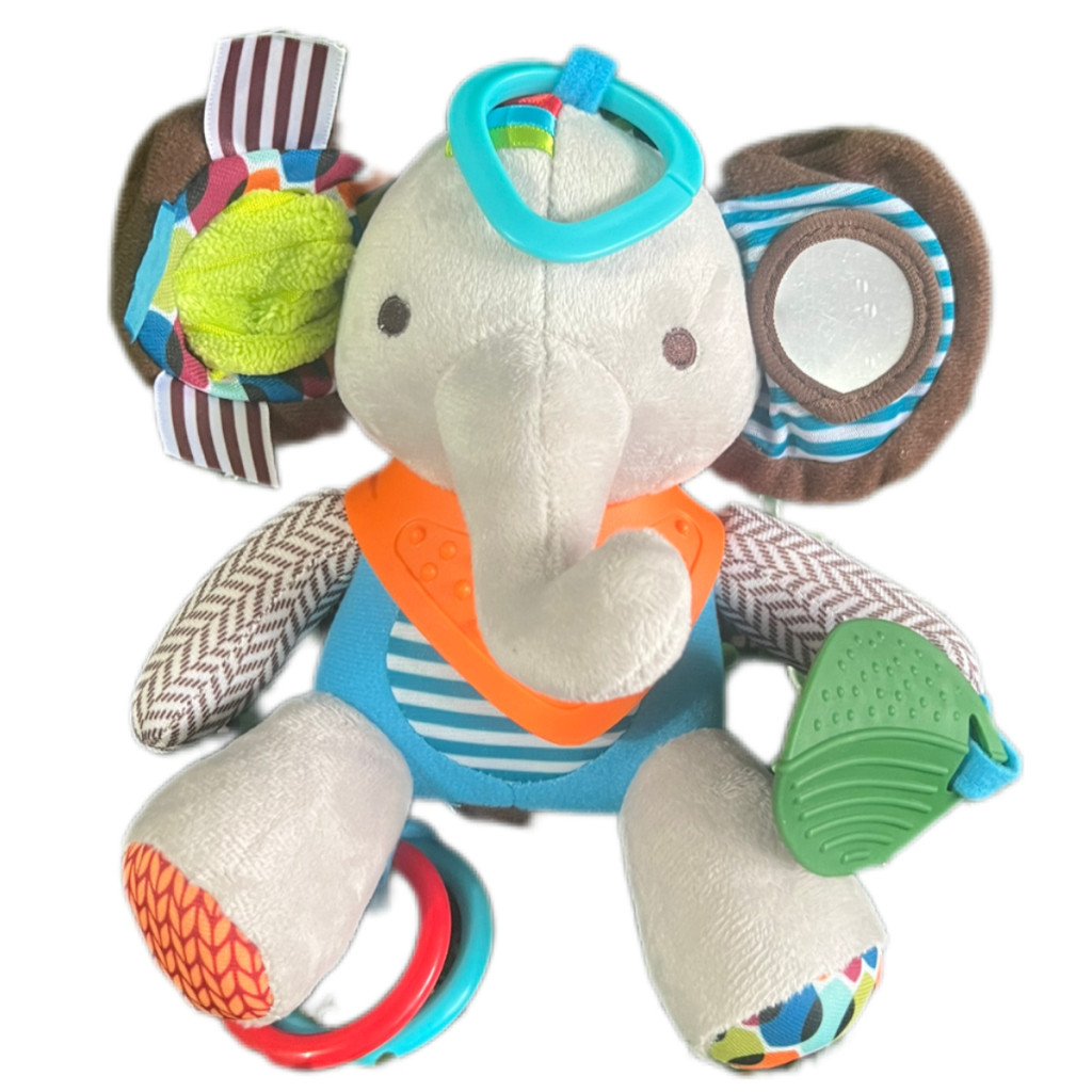 Brinquedo Sensorial Interativo de Pelúcia para Bebês, Chocalho Calmante para Berço, Elefante, Macaco, Leão TQS9