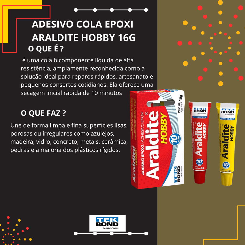 Araldite Hobby Cola Epóxi 10 minutos 16g Tekbond · foto 2