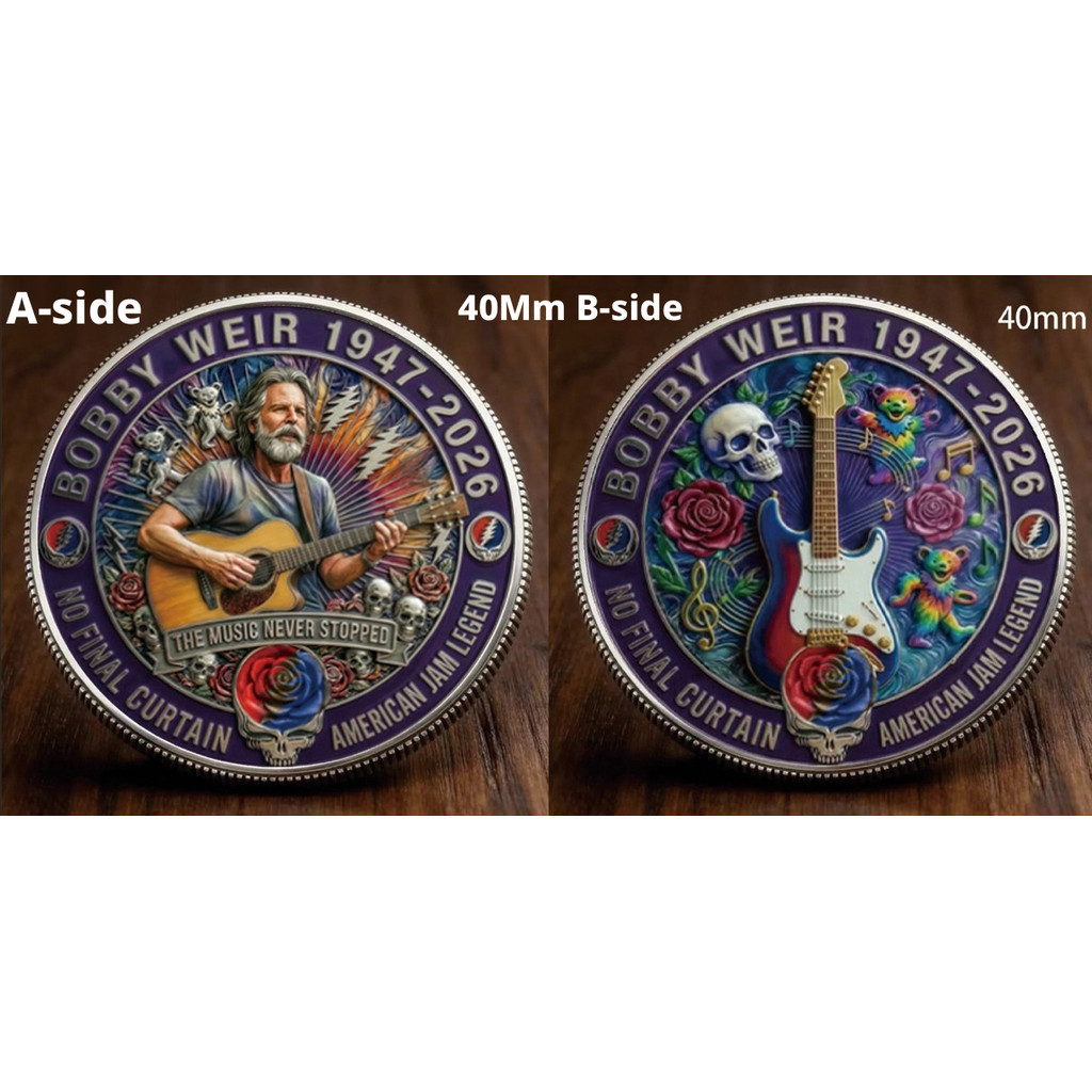 Moeda Comemorativa Bobby Weir Lucky - Jogo e Anime - Cantor de Rock Americano - Colecionável de Jogo de Tabuleiro