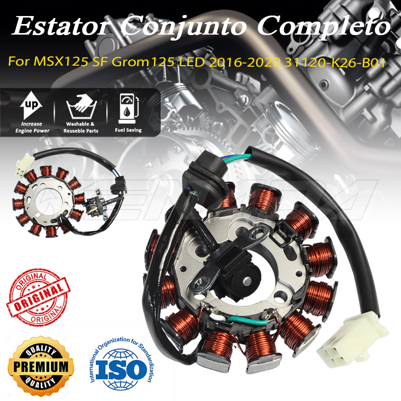 Bobina Estator Gerador Magneto Para MSX SF/GROM 125 LED 2016-2020 Peça 31120-K26-B01