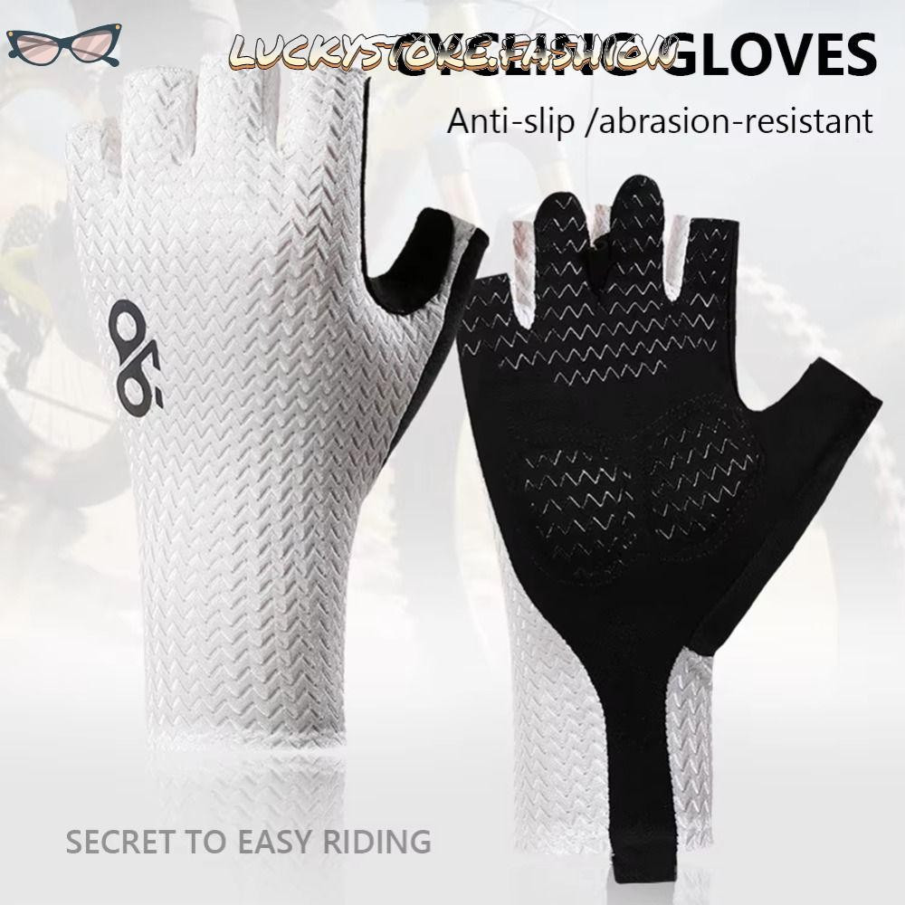 Luvas De Meio Dedo LUCKYSTORE , Ciclismo Respiráveis À Prova De Choque , Luva De Bicicleta De Estrada Antiderrapante Res