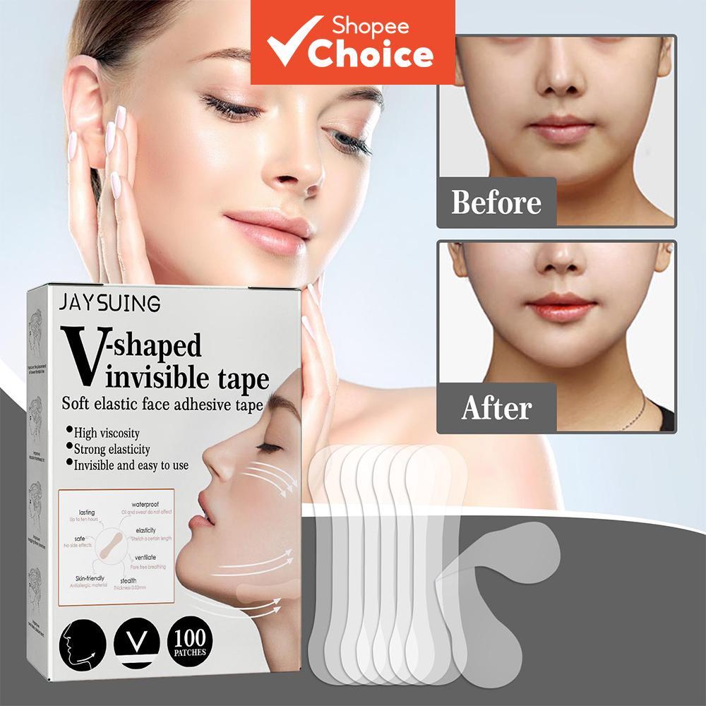 Kit de Fita Adesiva Lifting Facial 100 Unidades – Adesivos V-Shape de Alta Elasticidade para Elevação do Pescoço e Olhos