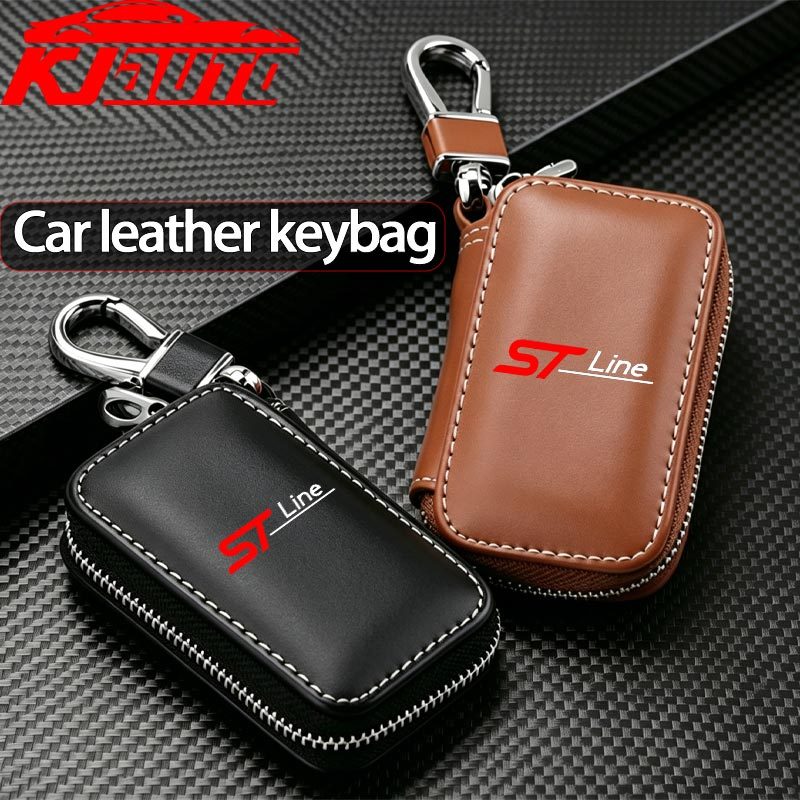 Capa Protetora Para Chave De Carro De Couro Ford ST Line Com Chaveiro Ranger Focus Territory Everest Ecosport Fiesta Rap