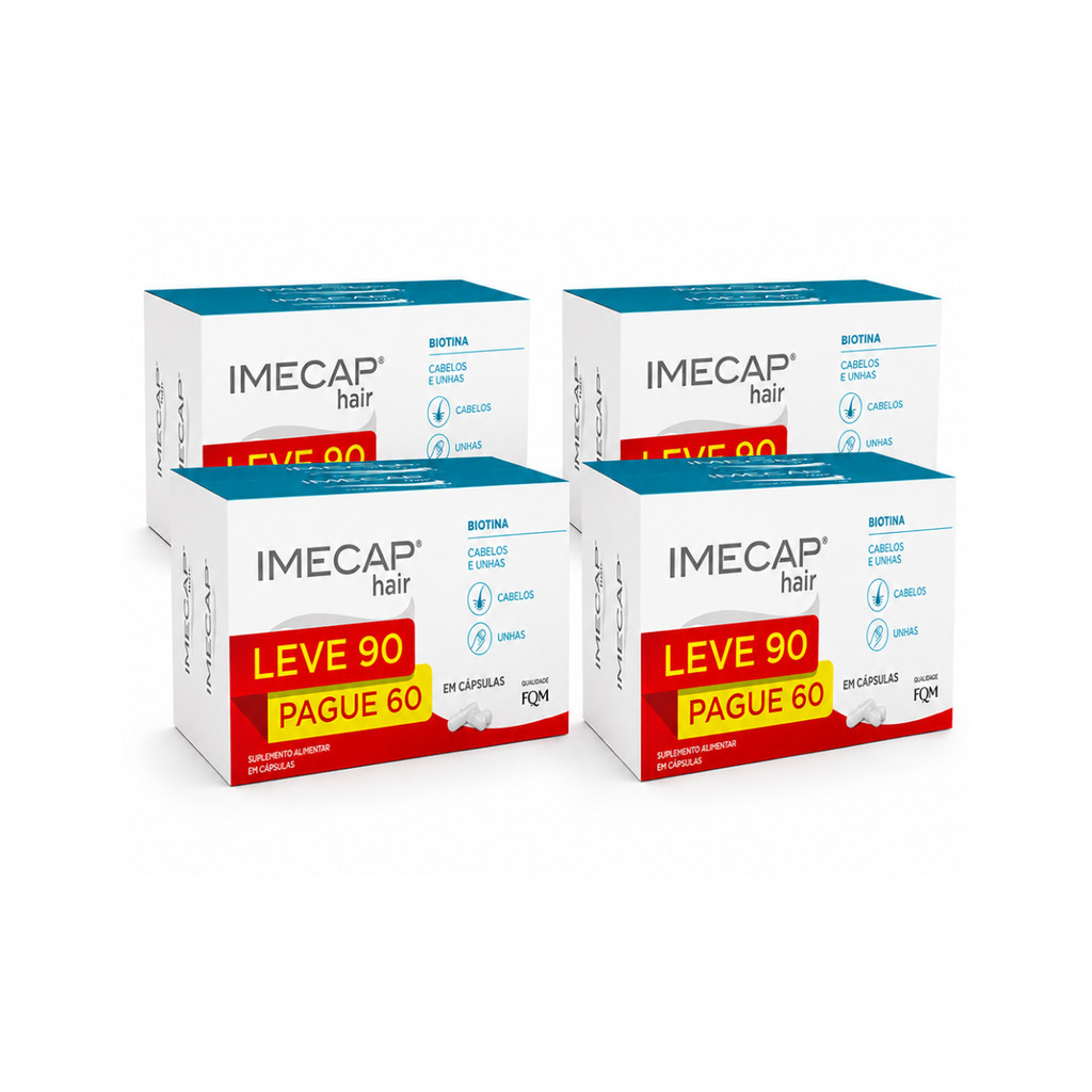 Kit 4 Imecap Hair Biotina Crescimento de Cabelos e Unhas Restauração Leve 360 Pague 240