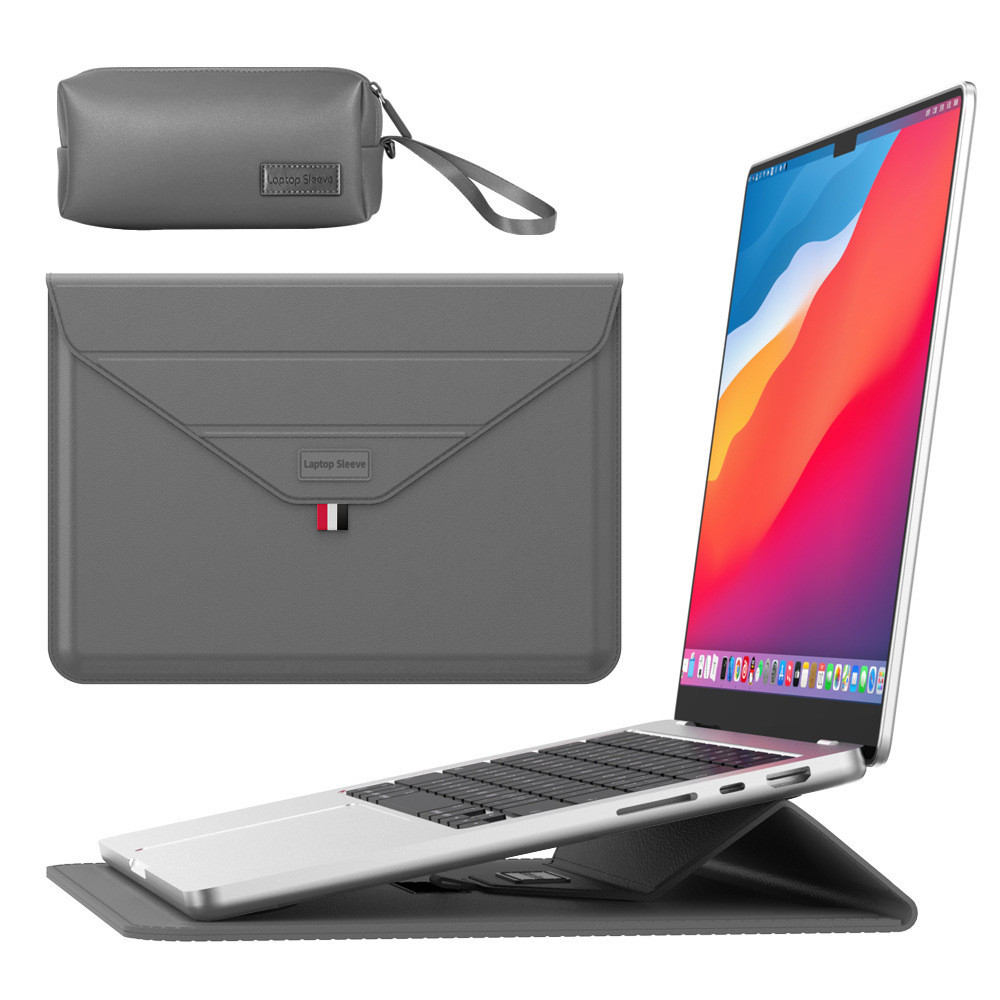 Mochila para notebook de alta qualidade, couro, 13 a 16 polegadas, com suporte e bolsa para carregador