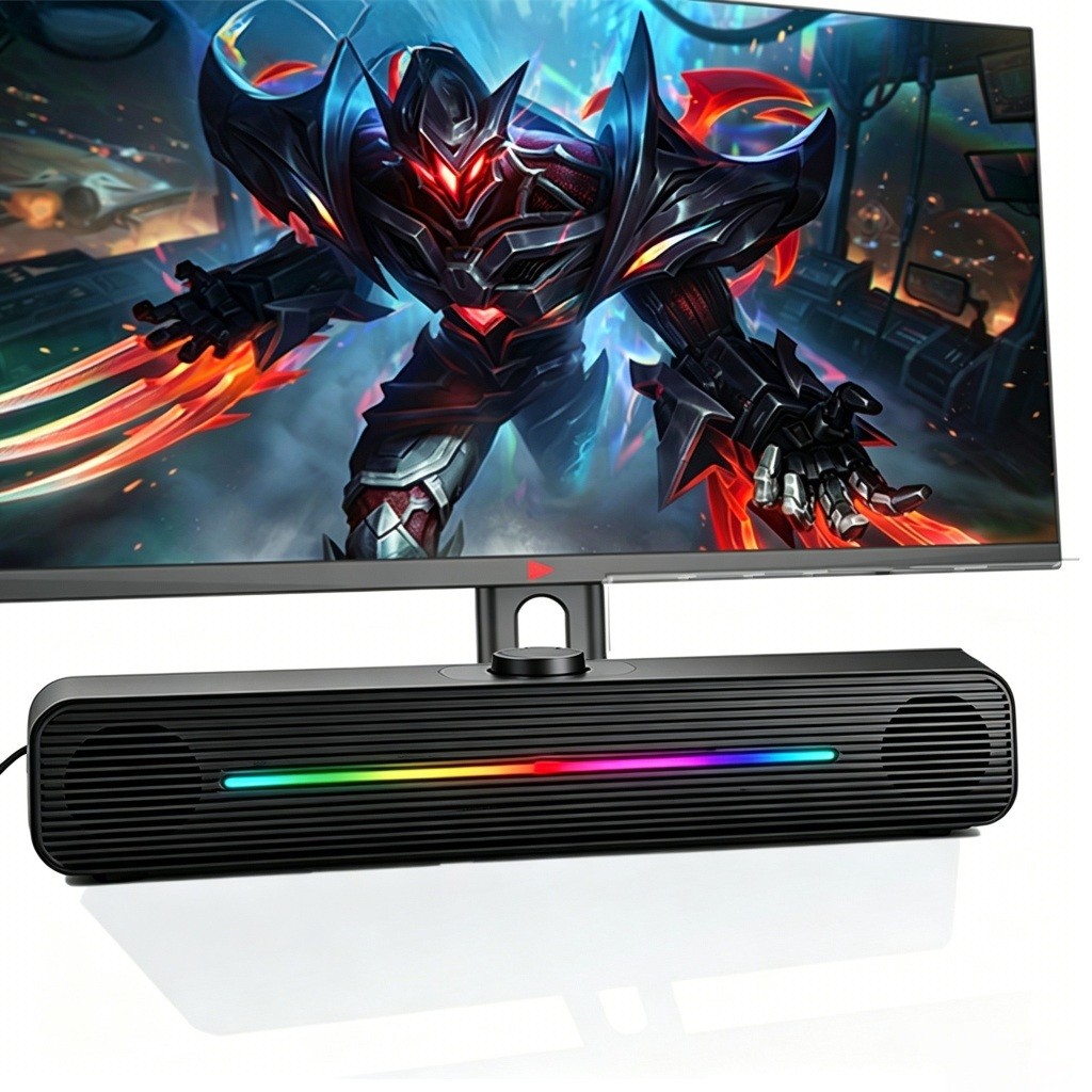 Caixa De Som Soundbar LED RGB Subwoofer Para Computador Pc Usb P2 Gamer Tv Celular XDG-229