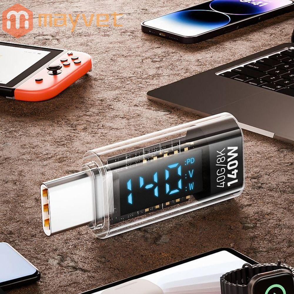 Adaptador MAYVET USB-C , Display LED Digital PD 140W Para Conversor iOS , Testador De Medidor De Energia De Liga De Alum