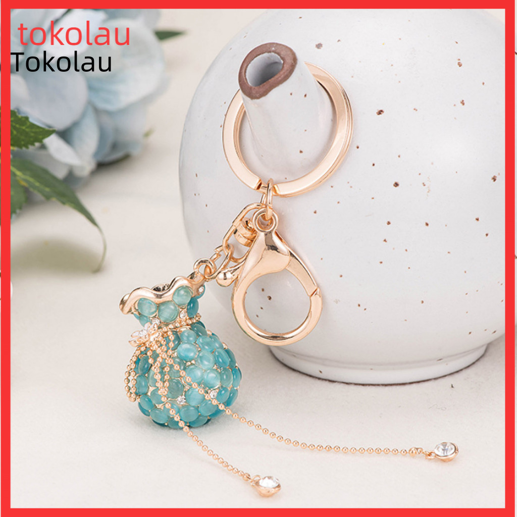 Swaying Tassel Charm Keychain Colorful Lucky Bag Rhinestone with Strong Lobster Clasp – Anti-lost Cute Pendant for Wom