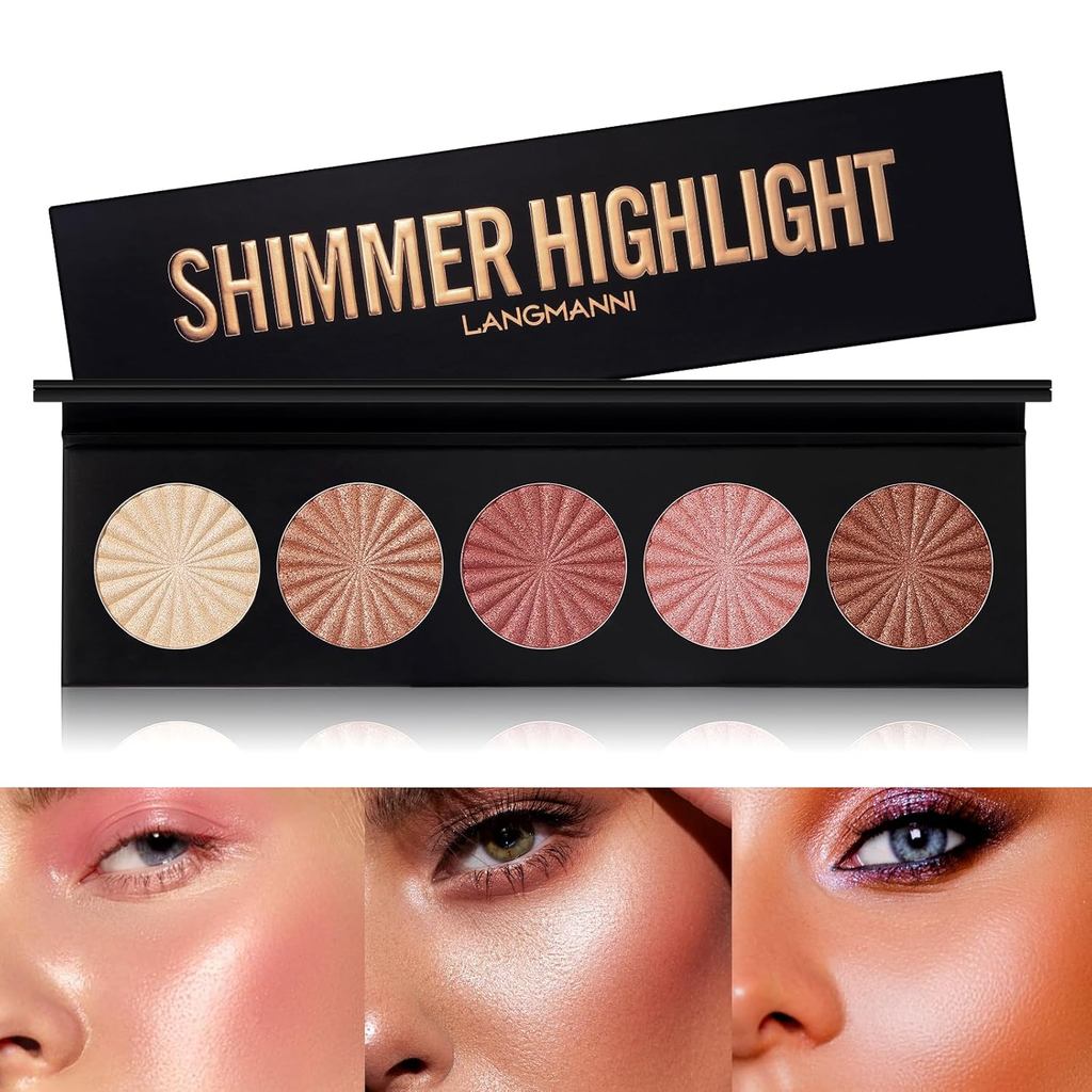 Paleta de Pó Iluminador, Paleta de Maquiagem, Paleta de Bronzers Faciais e Iluminadores, Iluminador Cozido à Prova d'Águ