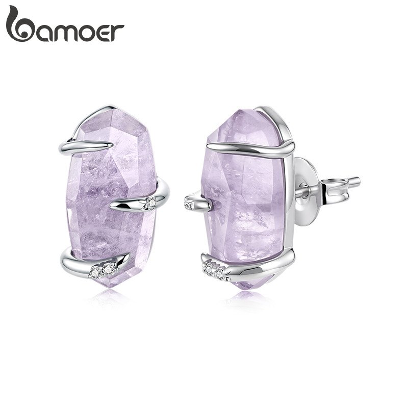 Brincos Bamoer Ametista Joias Da Moda Para Presente Feminino