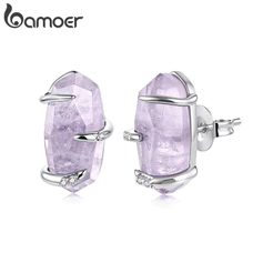 Brincos Bamoer Ametista Joias Da Moda Para Presente Feminino
