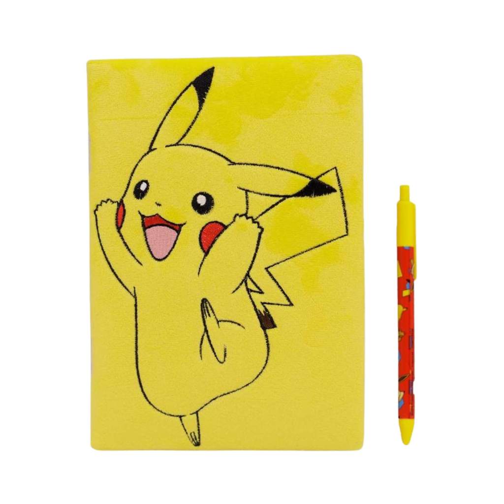 Caderno Capa Peluciada com Caneta Pokemon Estampa Pikachu Zona Criativa - 10073808