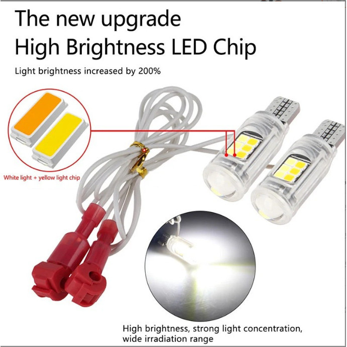 Motocicleta destaque T10 indicador luz larga sinal de volta de duas cores T15 2835 16smd W5W lâmpada traseira luz de cor