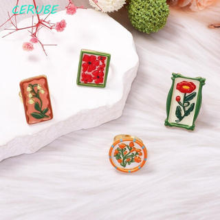 Anel De Flor Esmaltada Colorida CERUBE , Moldura De Foto Irregular , Estilo Étnico , Tamanho Ajustável