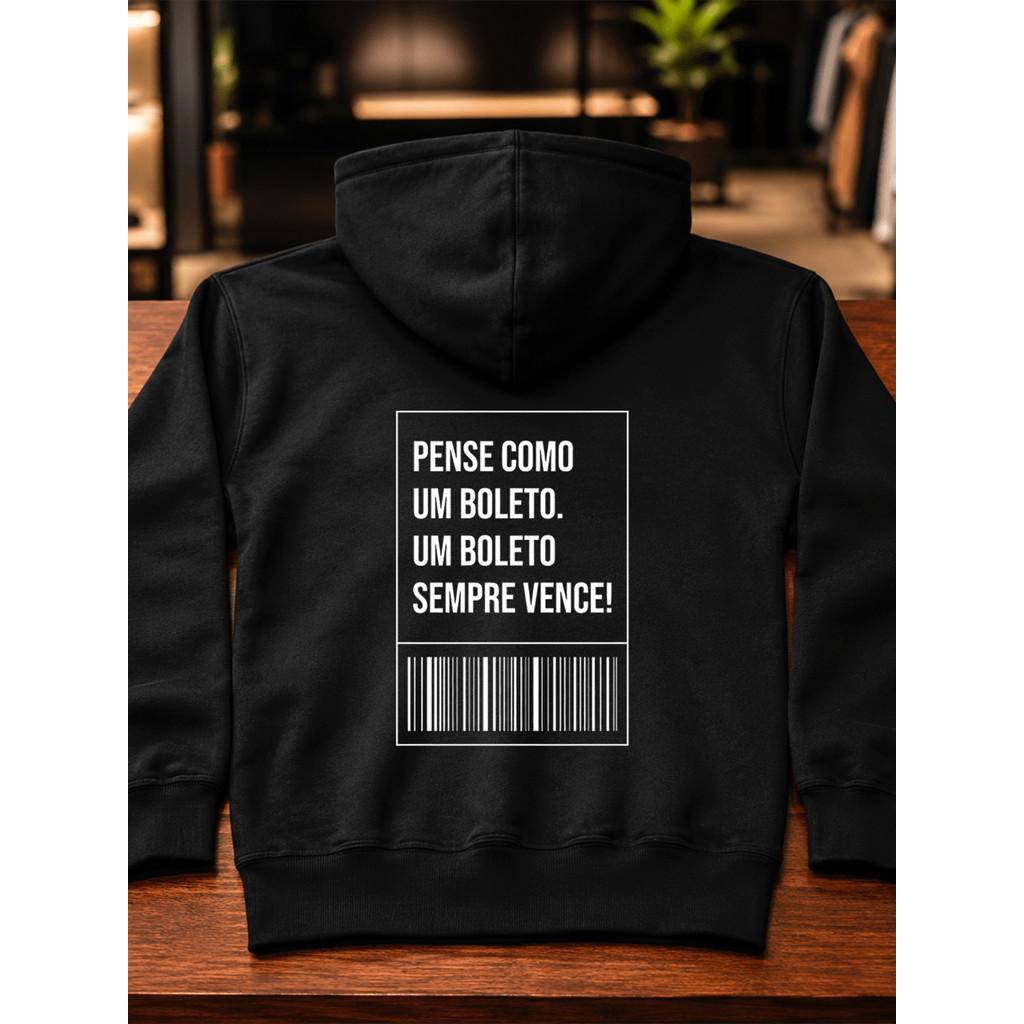 Blusa Moletom Canguru com Capuz Masculino Casaco de Frio Estampa Pense Igual a Um Boleto meme Inverno Premium