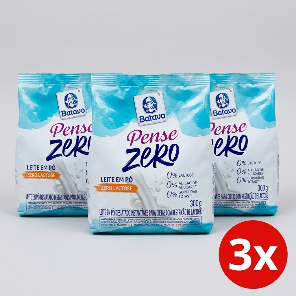 Leite em Pó Desnatado Zero Lactose , Zero Gluten Batavo Pense Zero 300g