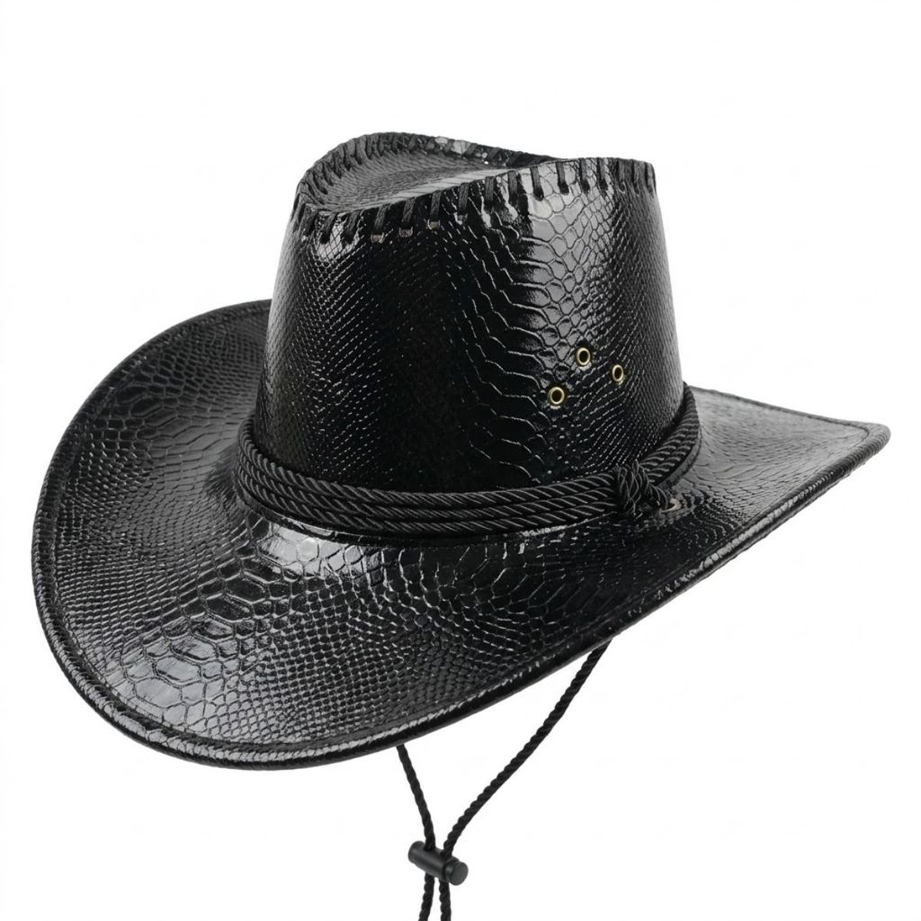Chapéu Country Cowboy Preto Aba Larga Unissex  Rodeio