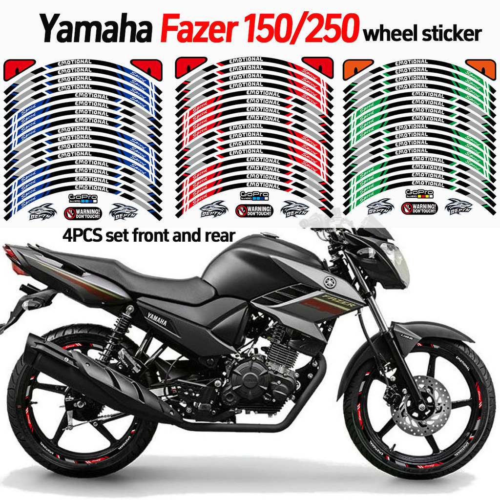 Para Yamaha Fazer 150 250 17 " Adesivo De Aro Reflexivo Decalque De Roda De Vinil À Prova D'água