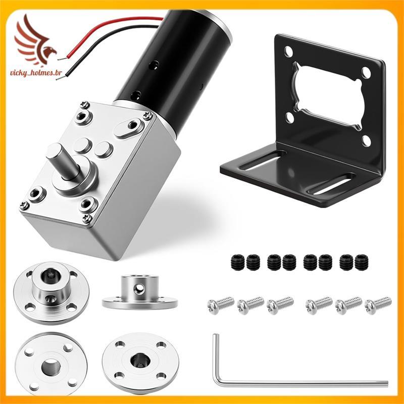 [vicky_holmes.br] Motor De Engrenagem Sem Fim DC De 6 Pacotes 12v 16rpm Com Acoplamento De Flange De 8 Mm E Suporte De M