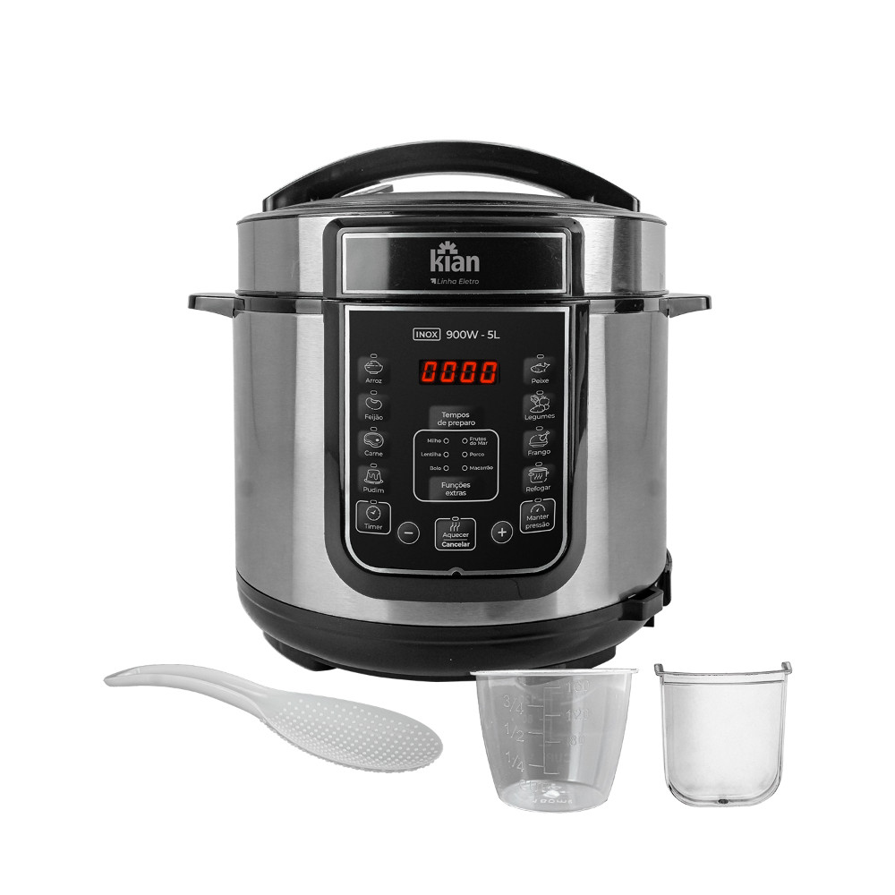Panela de Pressão Elétrica Kian 5L Display Digital 900W PPE-101 Inox