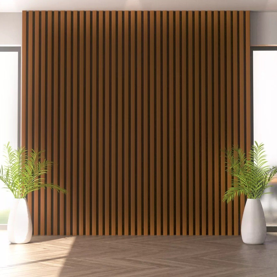 Painel Ripado PVC 1,01m x 15,5cm Decor Moderna Marrom Madeira Luxo Revestimento Interno Parede Sala