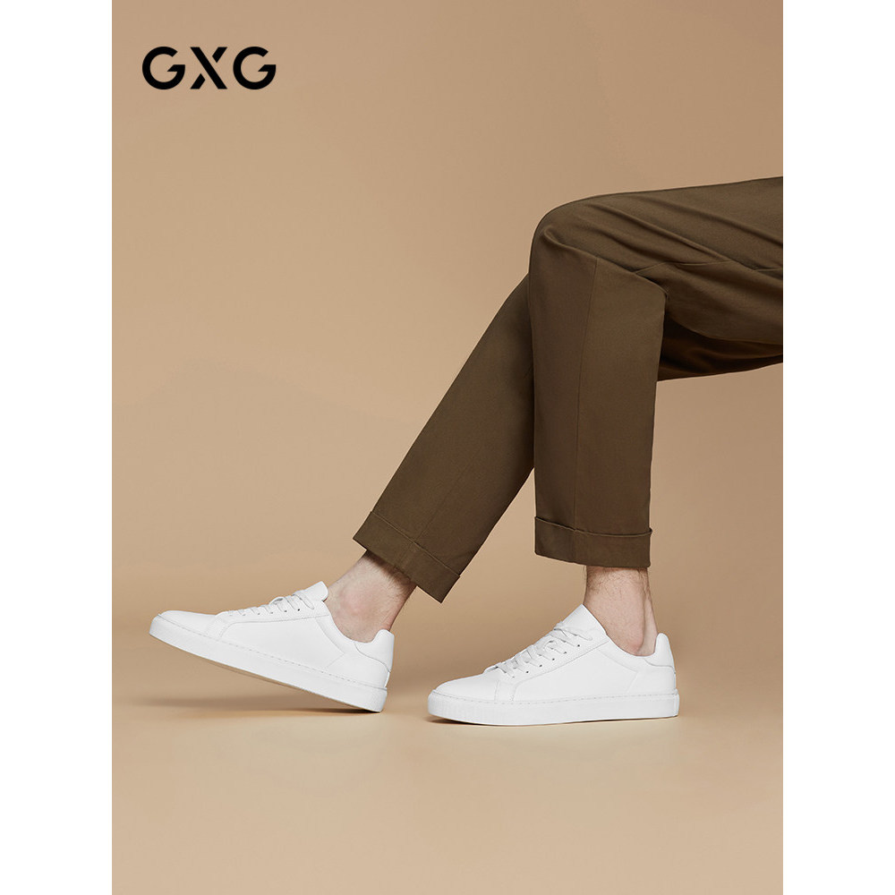 GXG Sapatos Masculinos Commuter Cor Sólida Sapatos Brancos Calçados Esportivos Masculinos Tênis Casuais Masculino Branco