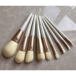 Estoque pronto frete grátis pena branca 9 peças conjunto de pincéis de maquiagem de penas de fibra pincel de Blush pince