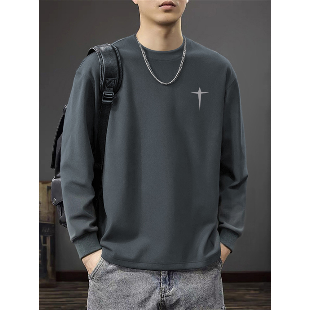 Camisa de fundo de veludo alemão dupla face camiseta de manga comprida masculina Street Wear forro de lã em torno do pes