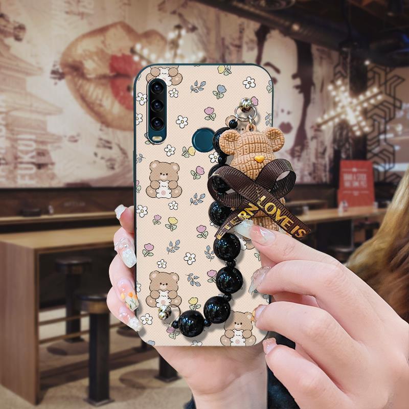 Capa De Telefone Fofa Com Pingente De Pérola Preta Para Alcatel 1SE 2020/5030D Traseira À Prova D'água Pulseira De Urso