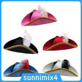 [Sunnimix4] Chapéu Pirata Para Shows , Versátil Festas De Aniversário Com Fantasias E Penas .