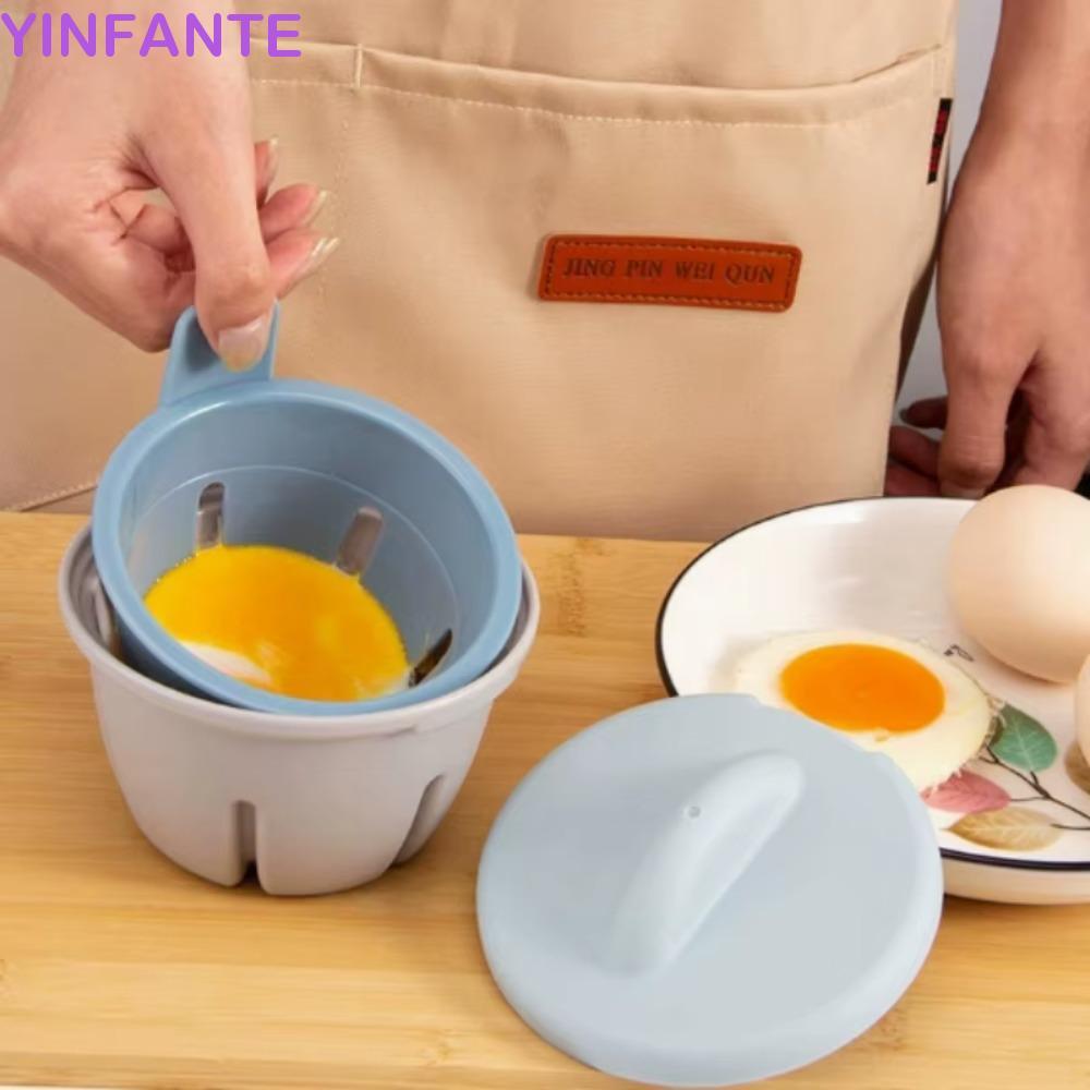 YINFANTEWN Fogão De Ovos De Micro-Ondas De Cozinha De 2 Peças , Caçador Resistente Ao Calor De 1/2 Cavidade , Com Cesta