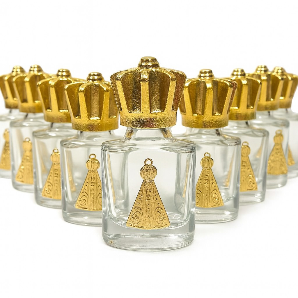 Kit 15 Porta Água Benta Nossa Senhora Aparecida De Vidro Lembrancinha Eucaristia Crisma Batizado Promoção