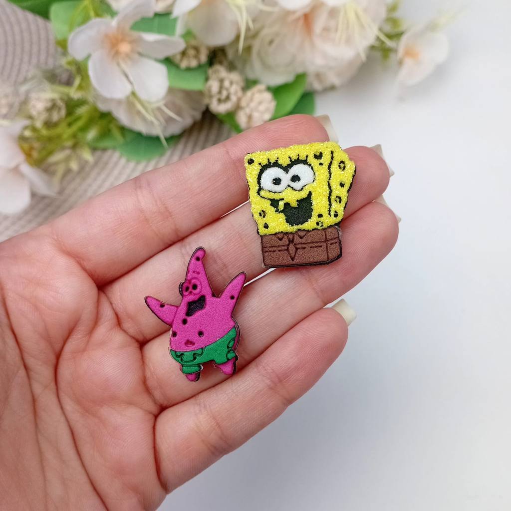 Adesivos pet Bob Esponja e Patrick - 10 unidades cães e gatos banho e tosa