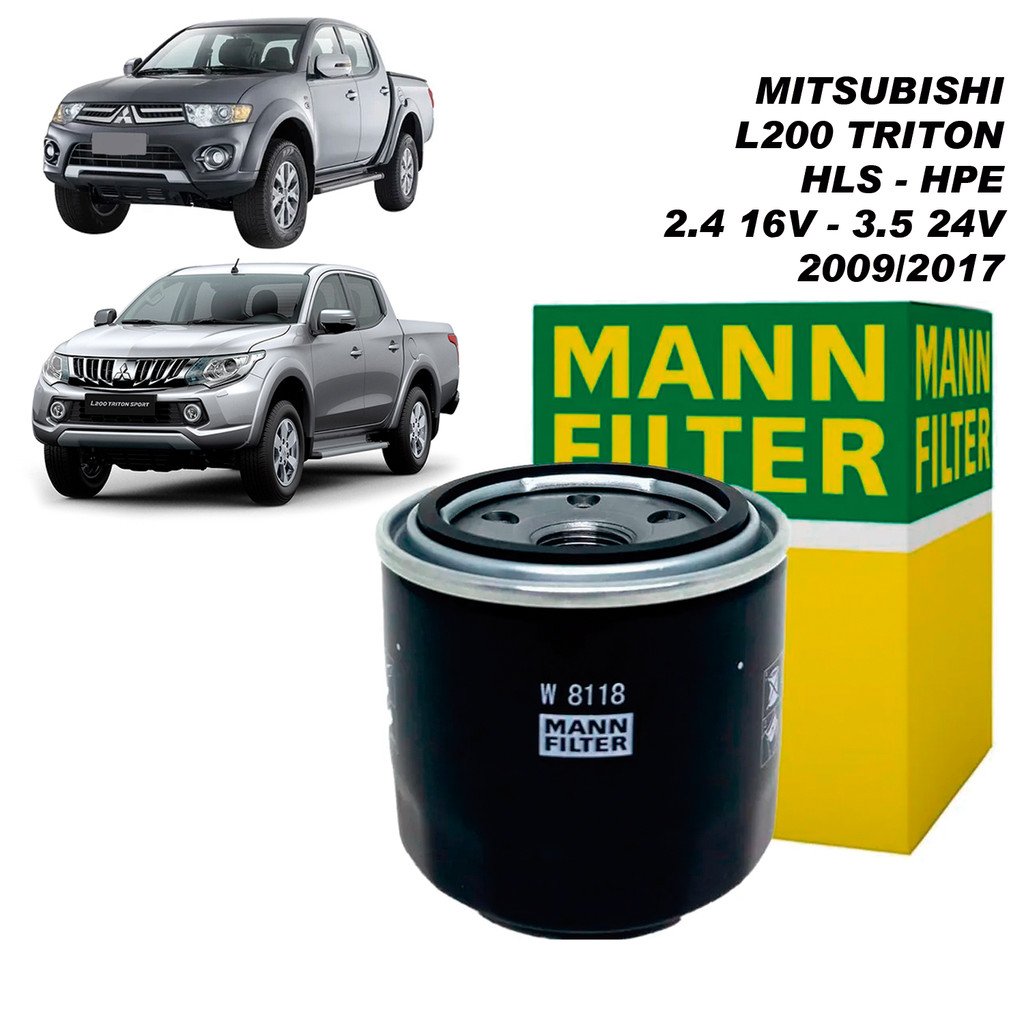 Filtro De Óleo Motor Mitsubishi L200 TRITON HLS HPE 2.4 16V 3.5 24V 2009-2017 Mann w811/80 Alta Qualidade Envio Imediato