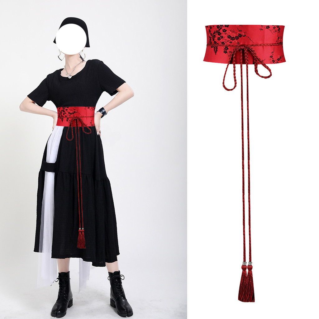 Cinto de pano decorativo Super longo feminino amarrado cinto largo cintura All-Match vestido Hanfu cinto simples