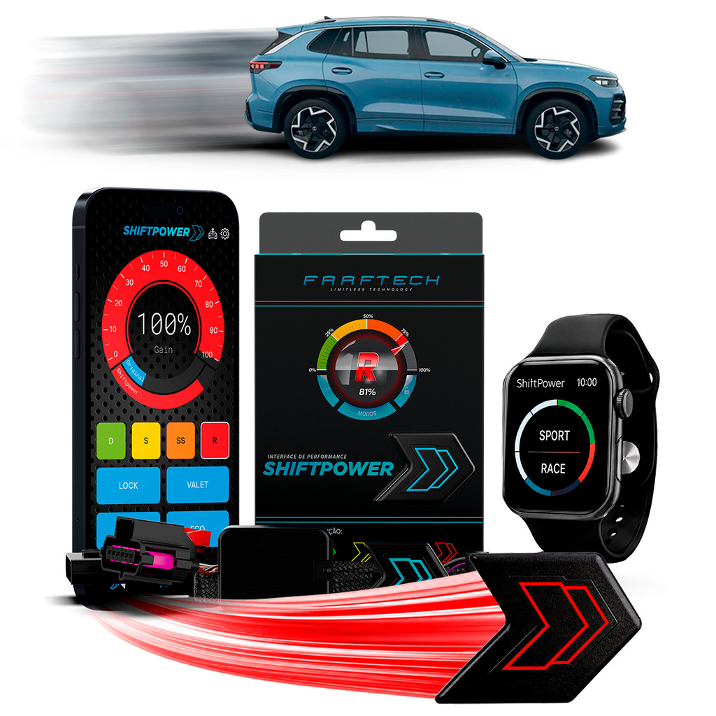 Shiftpower Chip Acelerador Tira Atraso Pedal Carplay e Android Auto Apple Watch 