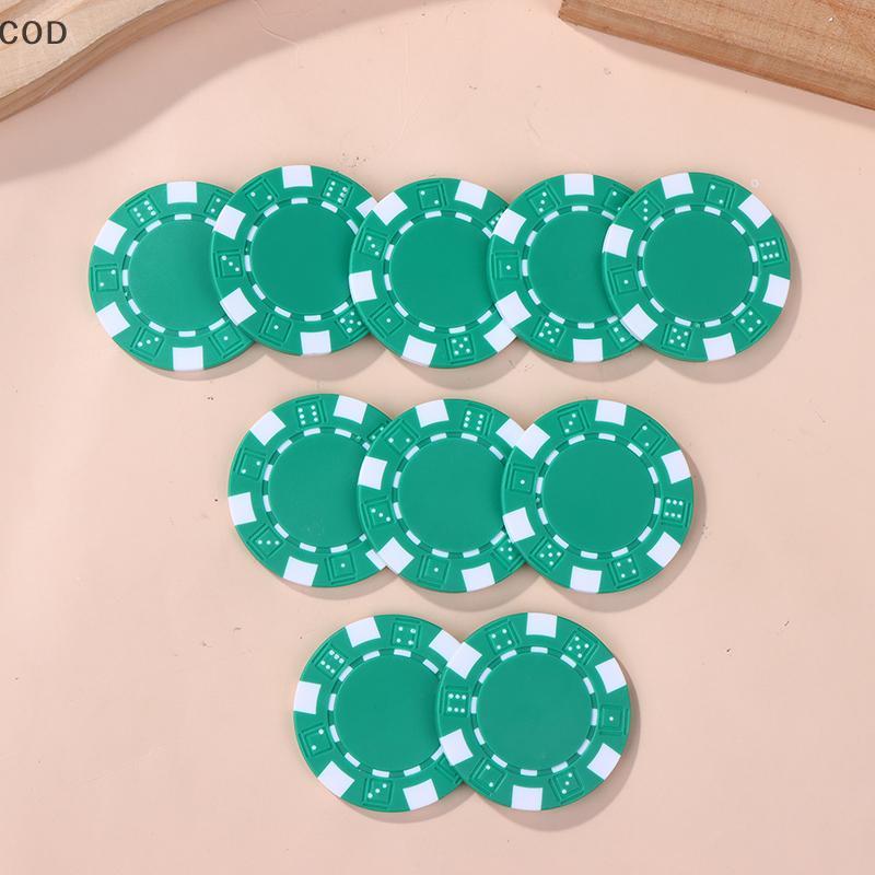[gla] 10 Peças De Chips De Pôquer De Plástico ABS Casino Texas Hold'em Poker Moedas De Metal 11.5g Game Chip Set Acessór