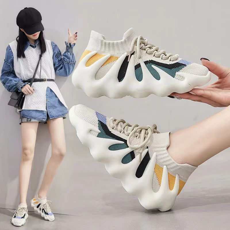 Sapatos de coco feminino verão novo estilo respirável polvo sapatos femininos sola macia Anti-deslizamento voando malha