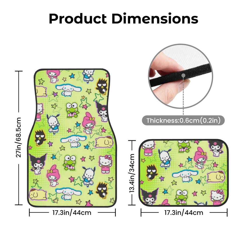 Almofada para pés de carro com assento traseiro dianteiro de 4 unidades, com impressão familiar Sanrio fofa de Anime ver