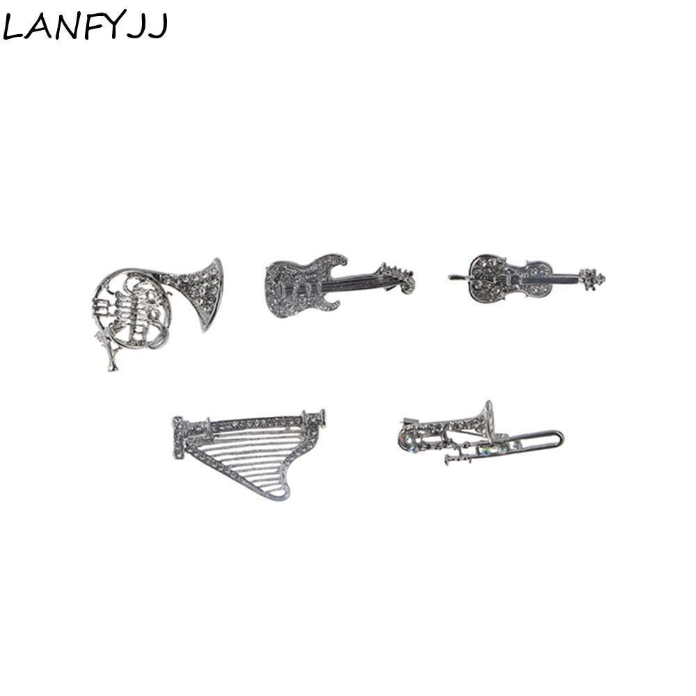 LANFYJJ Feminino Broche Acessórios De Roupas Camisola Casaco Colarinho Pino Violino Trombone Guitarra Luxo Sentido Estil