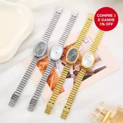 Relógio De Quartzo Criativo Feminino Mostrador Elíptico Liga Luxo Moda Presente Para Senhoras