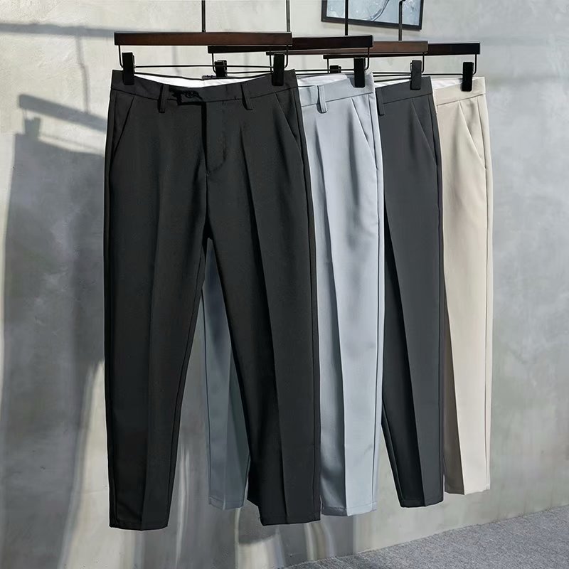 Outono novo estilo calças masculinas moda tornozelo-perna calças magras estudante entrevista terno calças tamanho grande