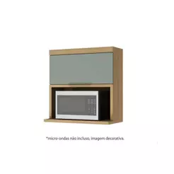 Módulo Cozinha Nesher Marquesa Armário c/1 Porta Basculante e nicho p/Microondas 80cm Nature/Verde - Nesher