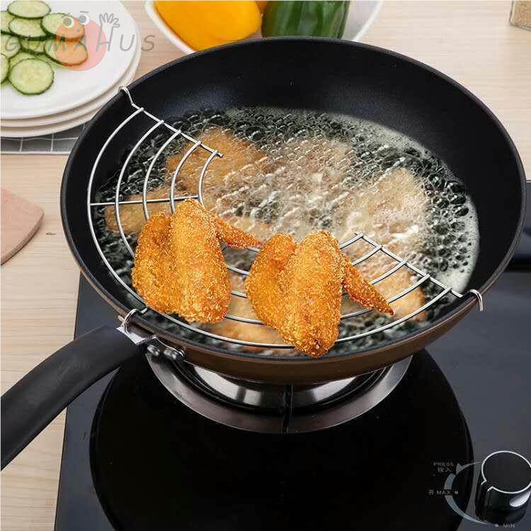 Rack de drenagem de óleo de aço inoxidável 304, ferramenta útil para fritadeira, panela de cozinha doméstica, rack de co
