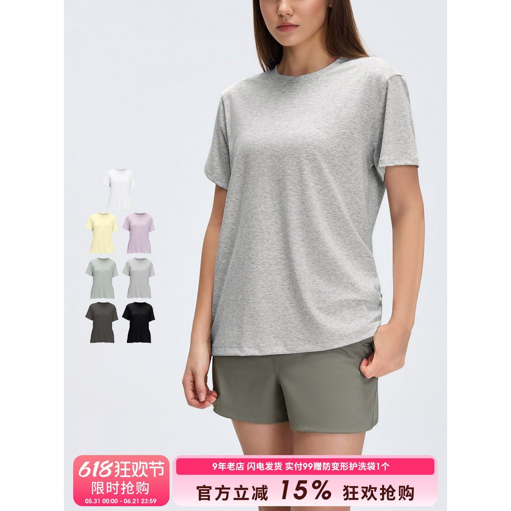 SLIMMO Yoga Camiseta de manga curta feminina solta respirável de secagem rápida corrida treinamento Fitness Wear blusa